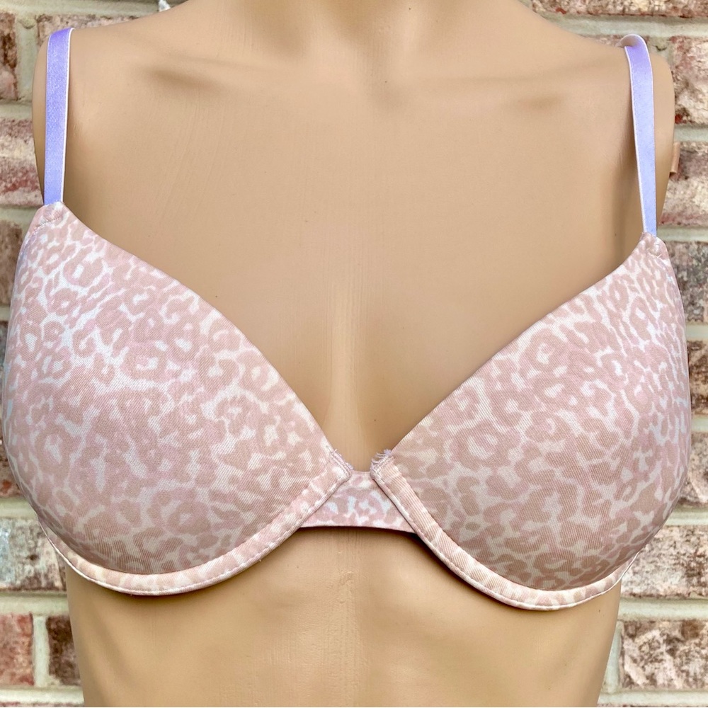 34B Tan/Beige & White Cheetah/Leopard Print Bra